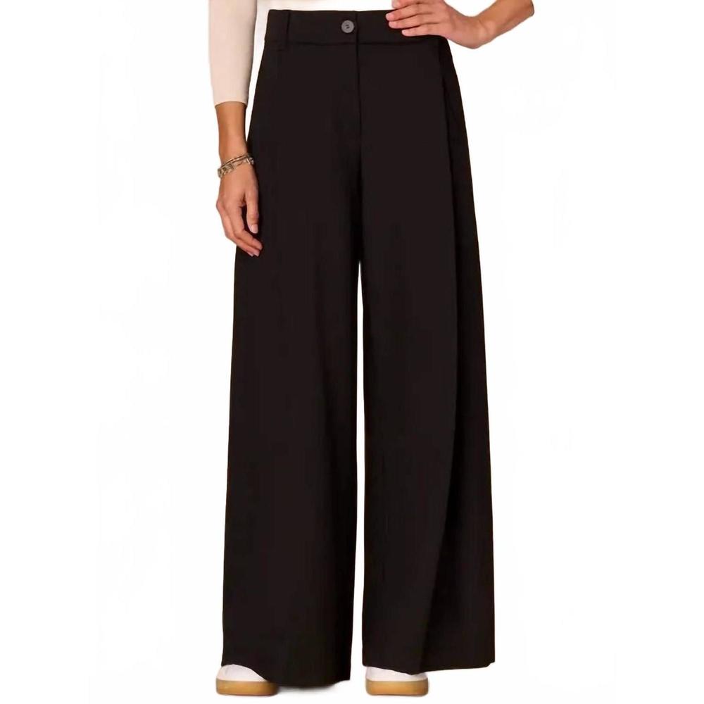 NEW DEMOCRACY ab solution pleated wide leg trouser - petite in black